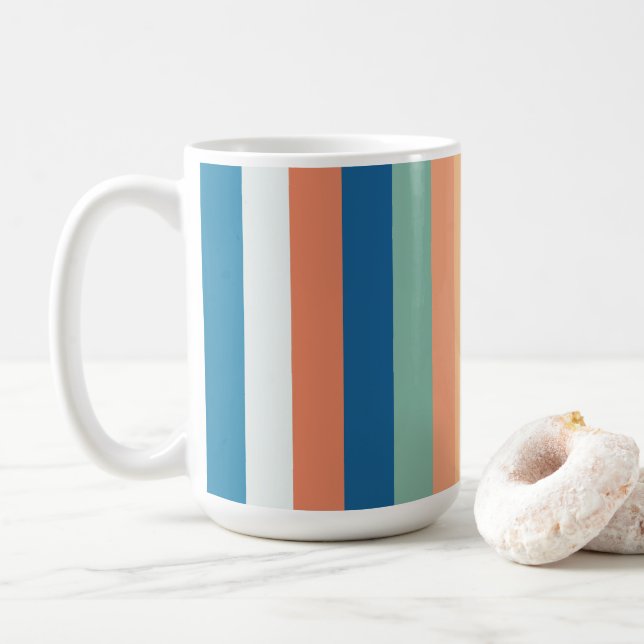 Mug Rayures de nuances de couleur (Avec donut)
