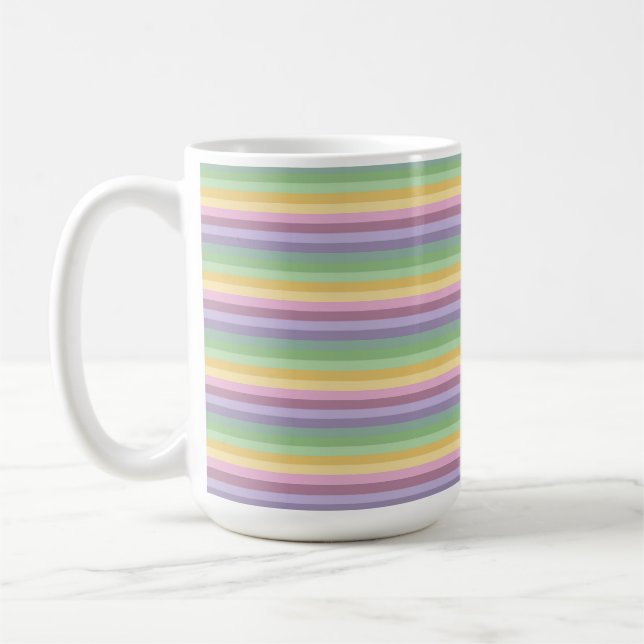 MUG RAYURES DE PÂQUES JAUNE VERT ROSE VIOLET (Gauche)