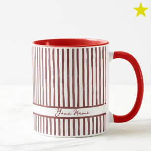 Mug Rayures de peinture à l'eau rouge minimaliste Nom