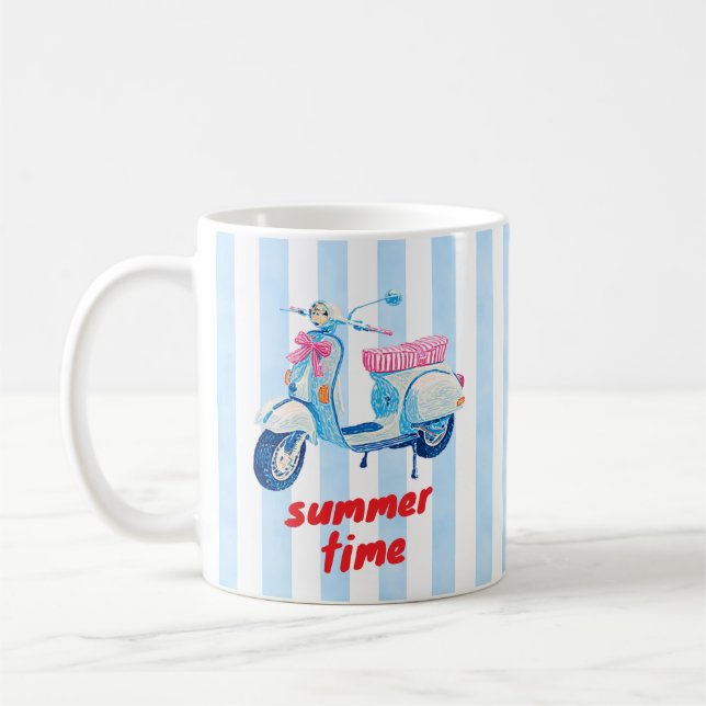 Mug Rayures de scooter d'été rétro Dopamine (Gauche)