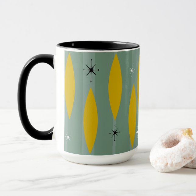 Mug Rayures de Starbursts d'ovales de la moitié du (Avec donut)