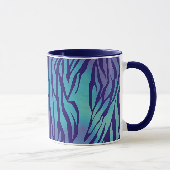 Mug Rayures de zèbre bleu aqua et violet (Droite)