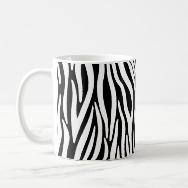 Mug Rayures de zèbre en effet de fourrure noir et blan (Gauche)