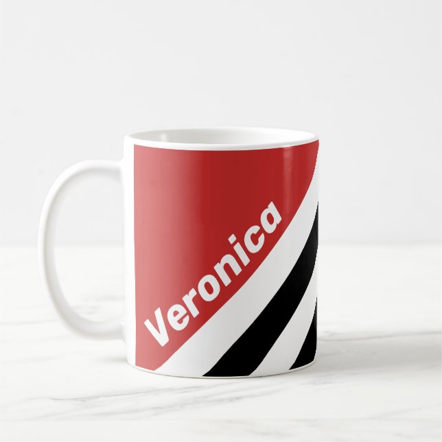 Mug Rayures de zèbre urbaines rétro avec nom (Gauche)