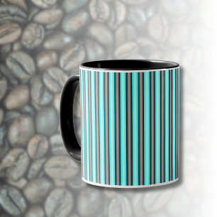 Mug Rayures d'effet en métal 3D noir et bleu néon mode