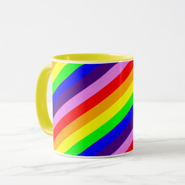 Mug Rayures diagonales arc-en-ciel Classique Couleurs  (Devant gauche)