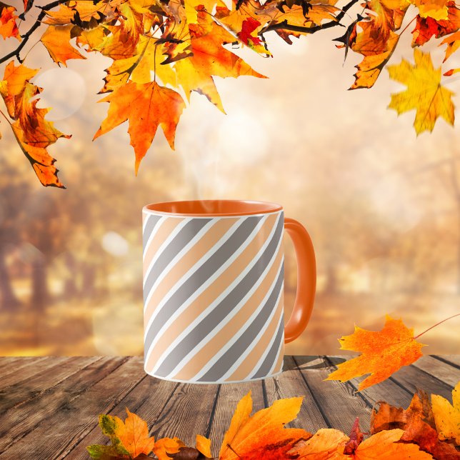 Mug Rayures diagonales grises orange (Créateur téléchargé)