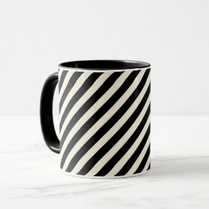 Mug Rayures diagonales monochromes chic noir et blanc