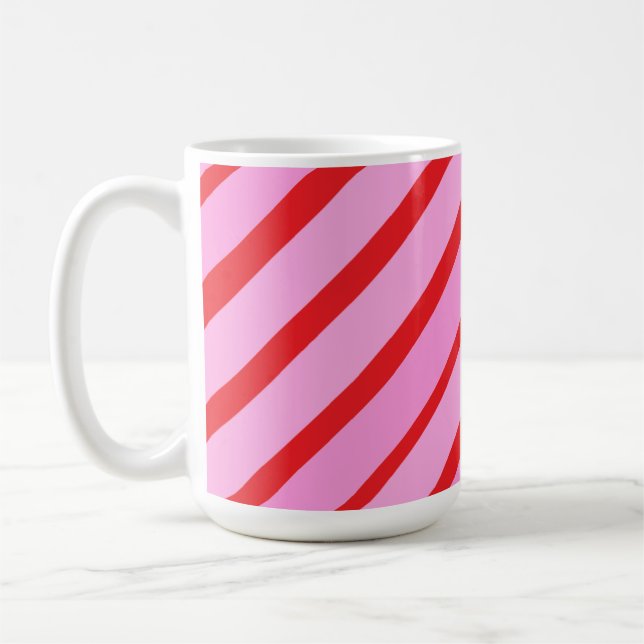 Mug Rayures diagonales roses et rouges  (Gauche)