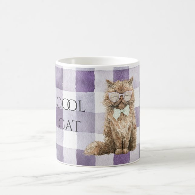 Mug Rayures Ecossais Violettes Lunettes De Chat Marron (Centre)