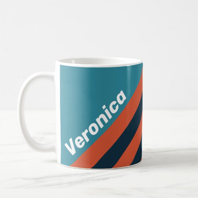 Mug Rayures en éclaboussures de sarcelle rétro avec no (Gauche)