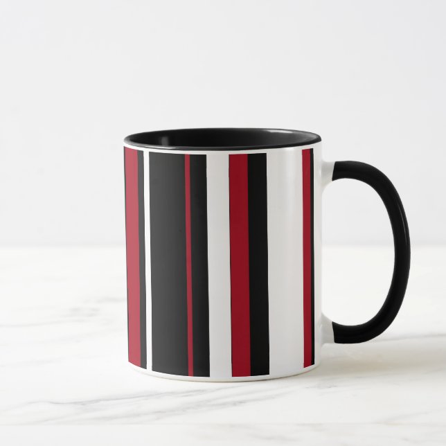 Mug Rayures en noir et blanc rouge (Droite)