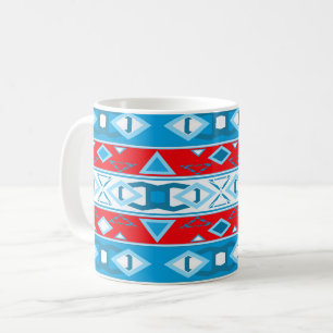 Mug Rayures et formes géométriques de rouge bleu blanc