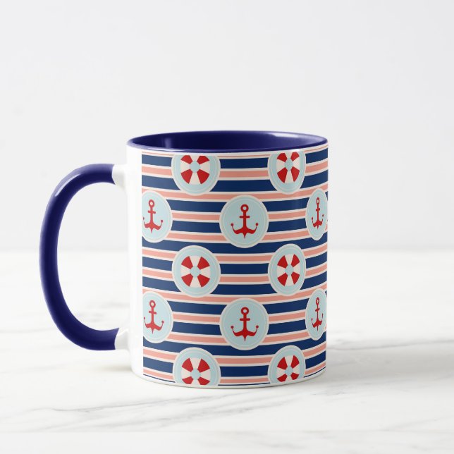 Mug Rayures et motif de points nautiques (Gauche)