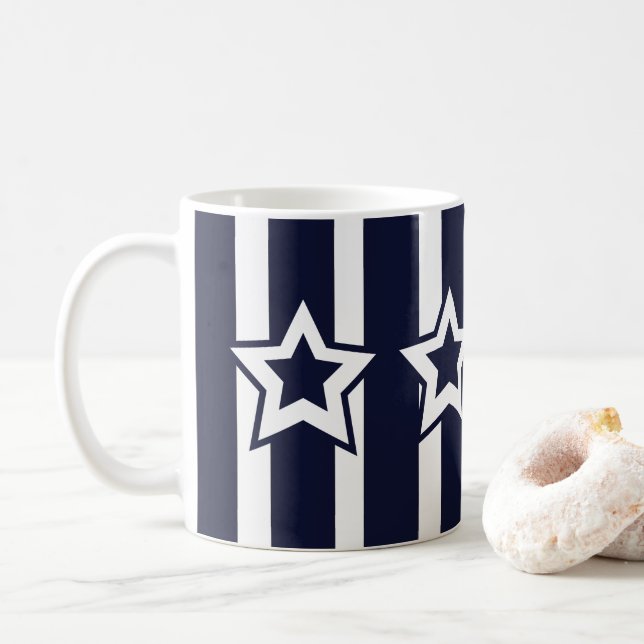 Mug Rayures étoile blanche bleu marine (Avec donut)