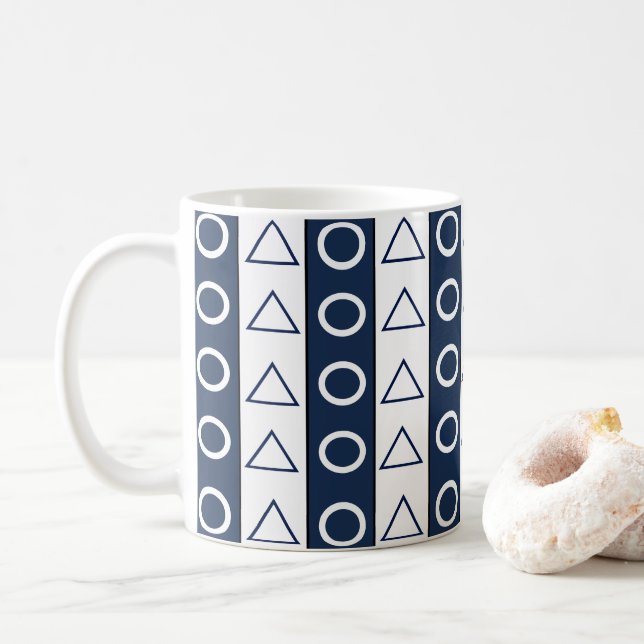 Mug Rayures géométriques bleues et blanches (Avec donut)