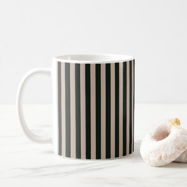 Mug Rayures Gris Vert Foncé  (Avec donut)