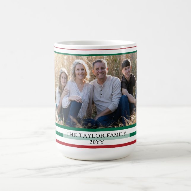 Mug Rayures horizontales rouges et vertes Photo classi (Centre)
