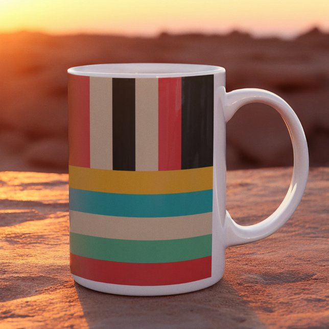 Mug Rayures Horizontales Verticales Multicolores (mugs and cups)