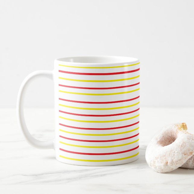 Mug Rayures Jaunes Rouges (Avec donut)