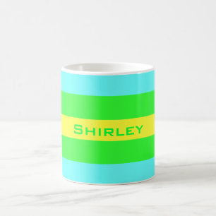 Mug Rayures larges jaunes, vertes et bleues par Shirle