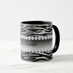 Mug Rayures noires de zèbre d'aluminium de Faux sur