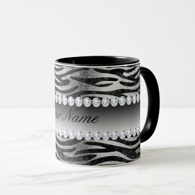 Mug Rayures noires de zèbre d'aluminium de Faux sur (Devant droit)