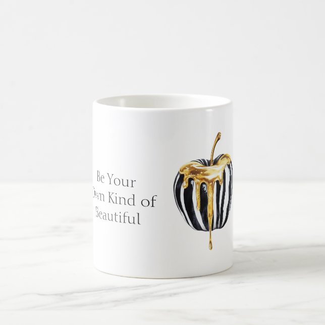 Mug Rayures noires et blanches Pommes égouttantes or (Centre)