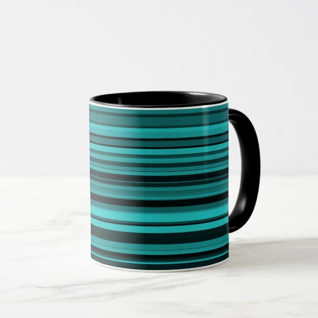 Mug Rayures noires et sarcelle (Devant droit)