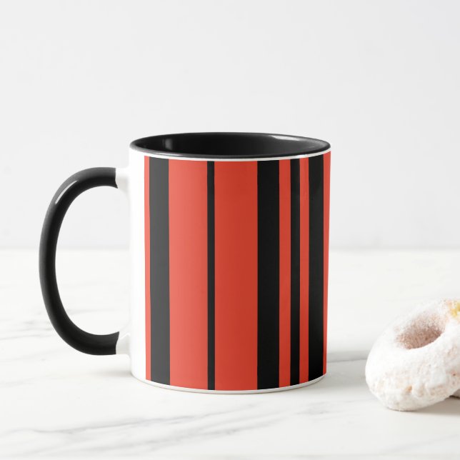 Mug Rayures noires orange  (Avec donut)