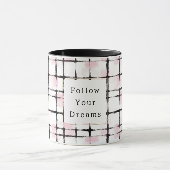 Mug Rayures noires roses Suivez vos rêves (Centre)
