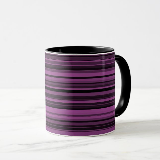 Mug Rayures noires violettes abstraites (Devant droit)