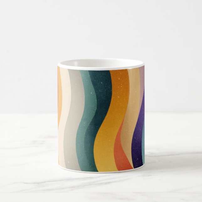 Mug Rayures ondulées rétro motif abstrait (Centre)
