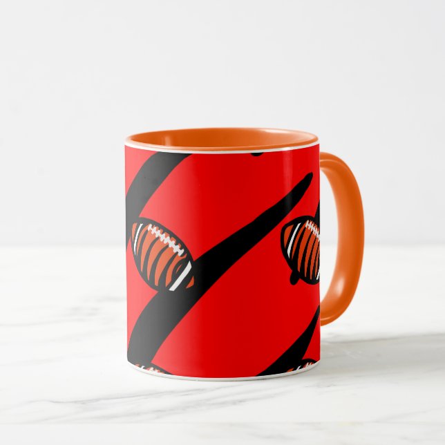 MUG RAYURES ORANGE ET NOIR  (Devant droit)