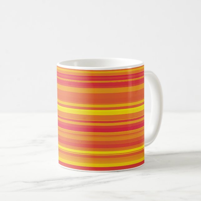 Mug Rayures Orange Rouge Jaune (Devant droit)