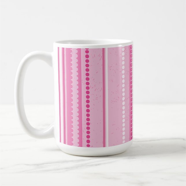 Mug Rayures & Points Modernes, Rose, Blanc, Rose (Gauche)
