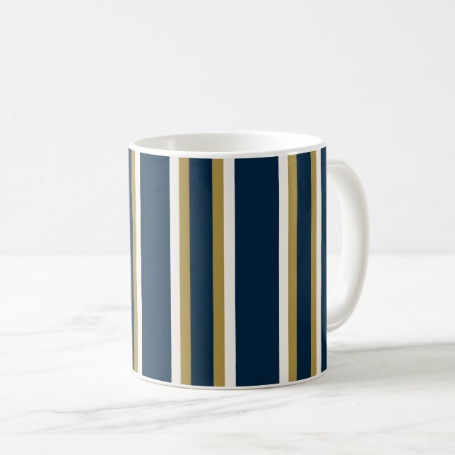 Mug Rayures polo irlandaises bleu et or  (Devant droit)