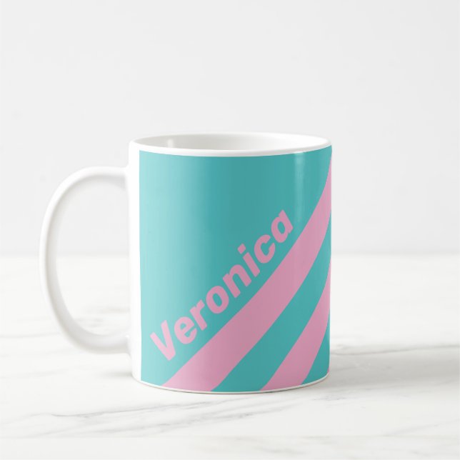 Mug Rayures Rétro de South Beach avec Nom (Gauche)