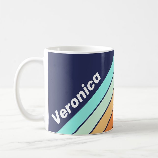 Mug Rayures Rétro de Style Vintage avec Nom (Gauche)