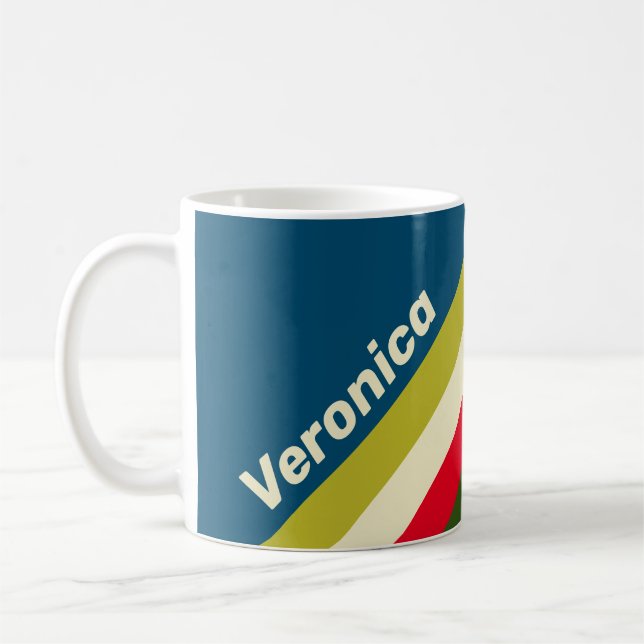 Mug Rayures Rétro Rugby avec Nom (Gauche)
