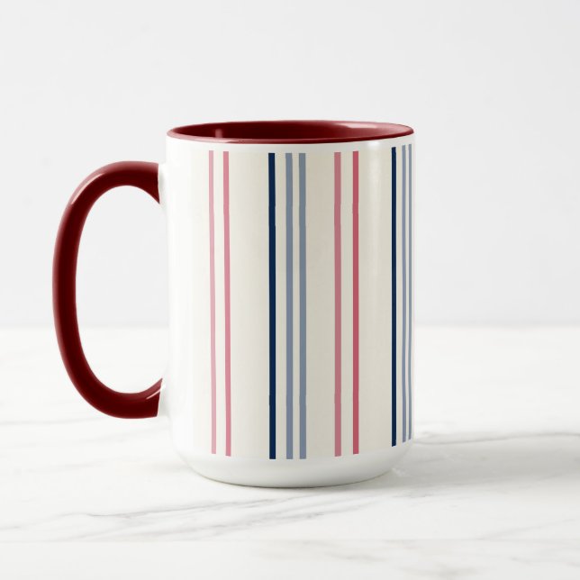 Mug Rayures roses bleues et blanches (Gauche)