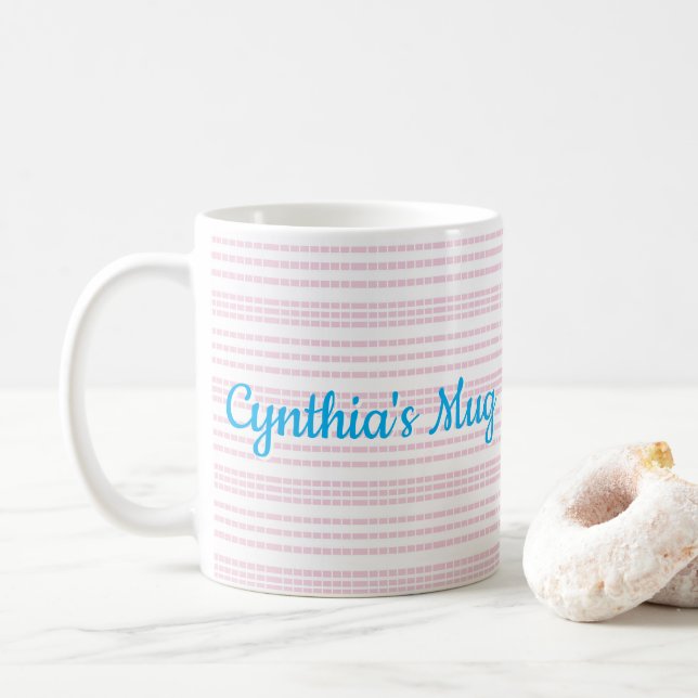 Mug Rayures roses et blanches carrées (Avec donut)