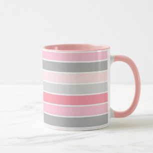 Mug Rayures roses et grises