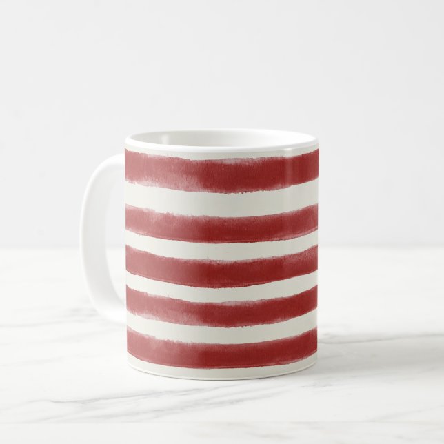 Mug Rayures Rouges Blanches (Devant gauche)