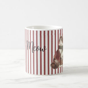 Mug Rayures Rouges Blanches Chat Miaule