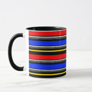 Mug Rayures rouges bleues noires décoratives