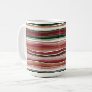 Mug Rayures rouges vertes et or blush blanc