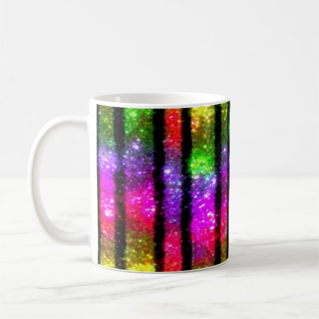 Mug Rayures scintillantes néon arc-en-ciel (Gauche)