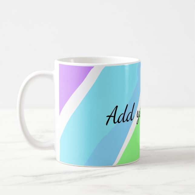 Mug Rayures vert bleu rose ajoutez nom texte message i (Gauche)