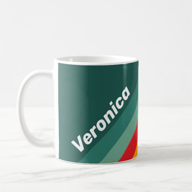 Mug Rayures vertes avec nom (Gauche)